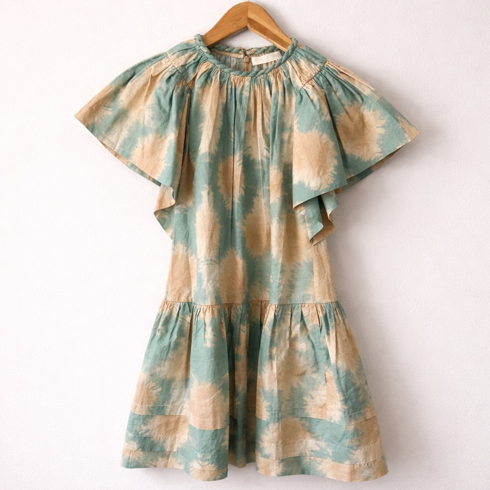 Ulla Johnson Mini Dress Isolde Calcite Print Small 4 Cotton Tie Dye Designer - Picture 2 of 10